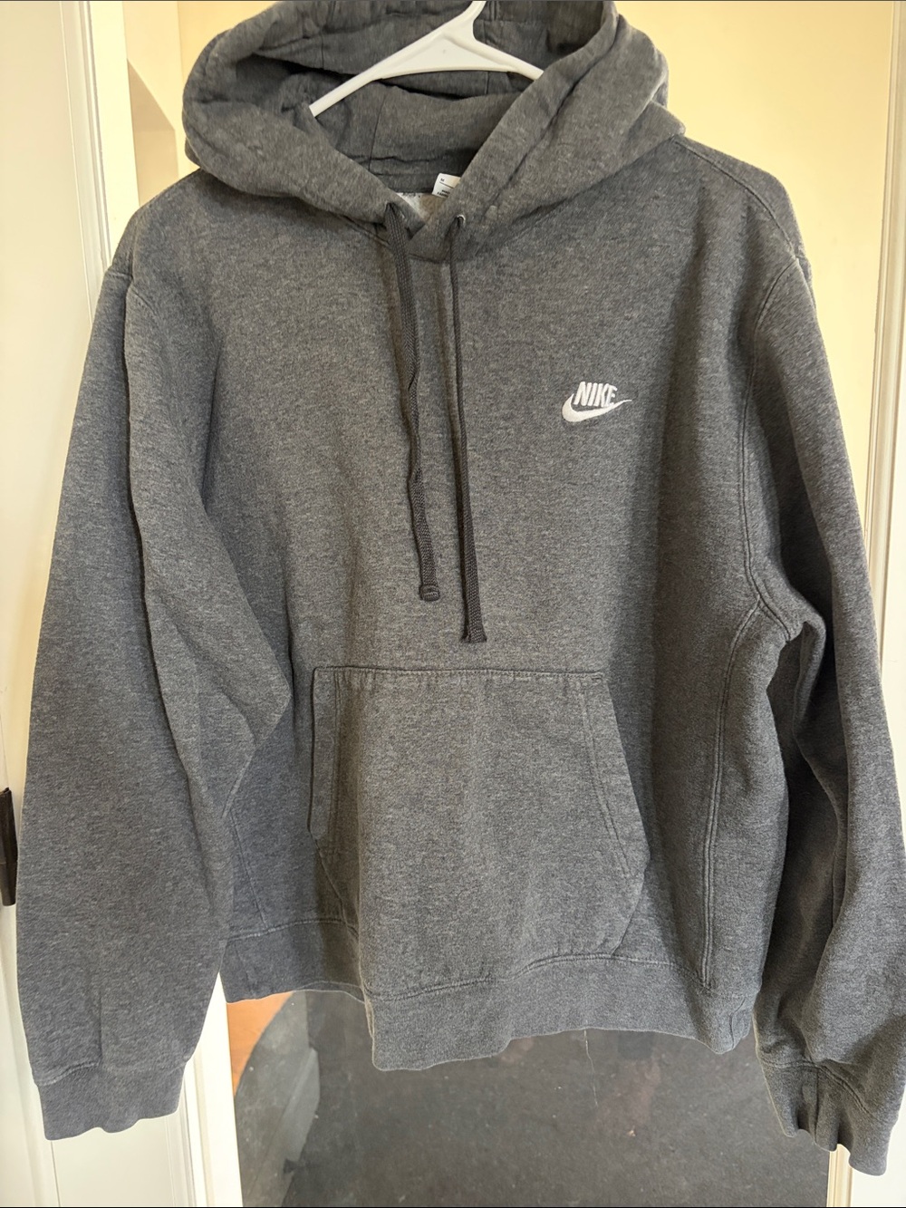 Nike Gray Crewneck Hoodie with White Swoosh Logo